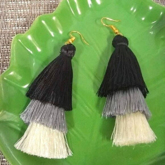 Three Tiered Tassel Earrings - Picture 2 of 2